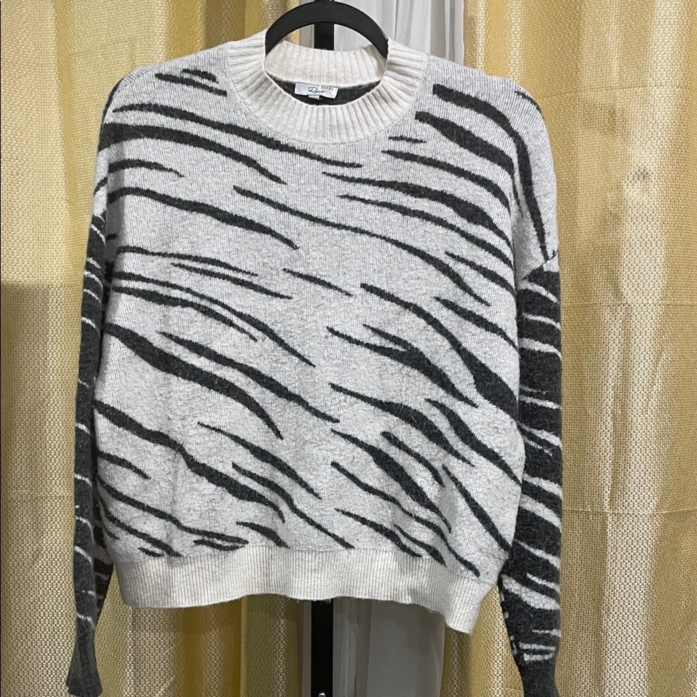 Rails Zebra Pattern Sweater - Black and Cream